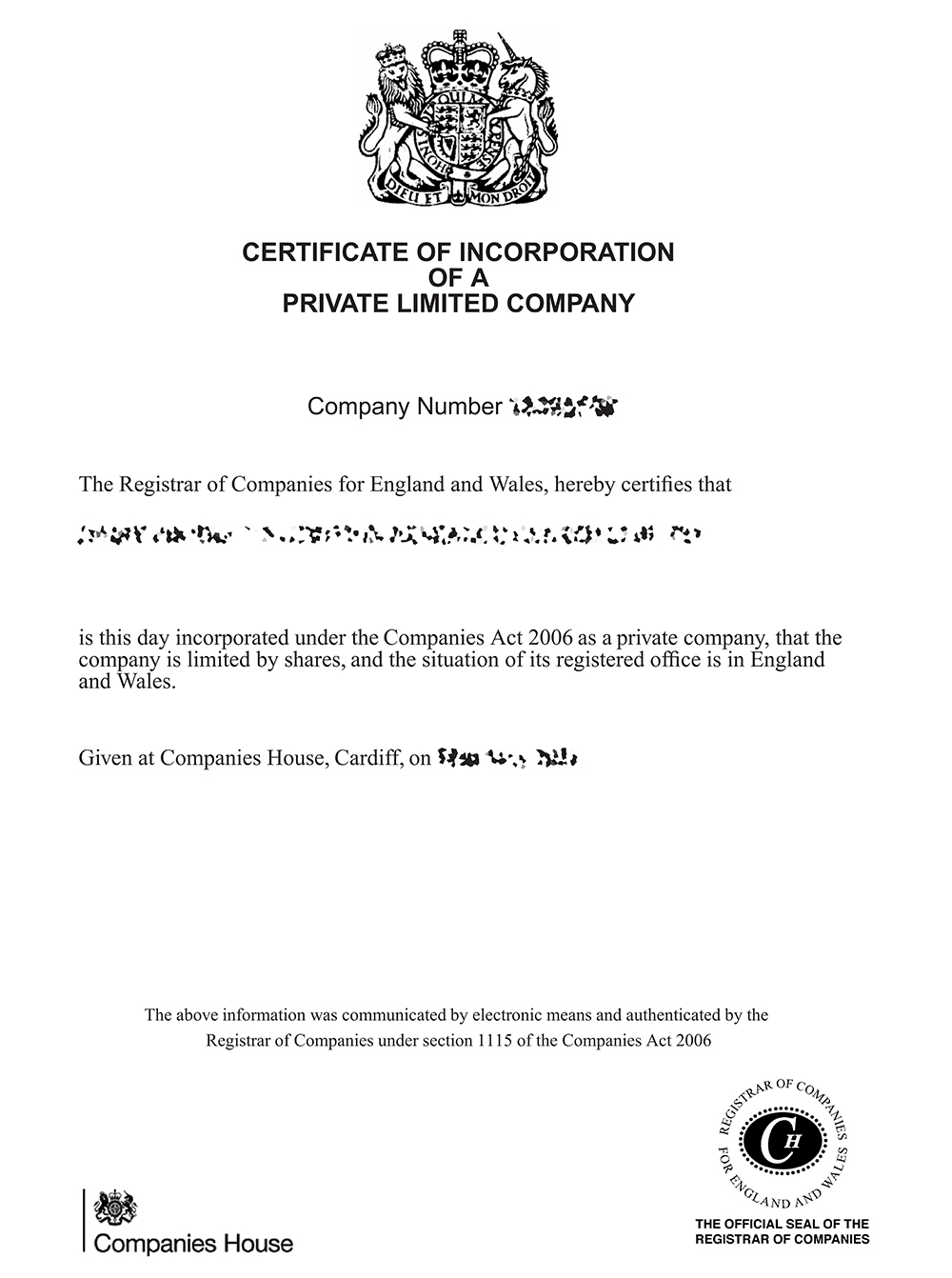 英国公司注册证书